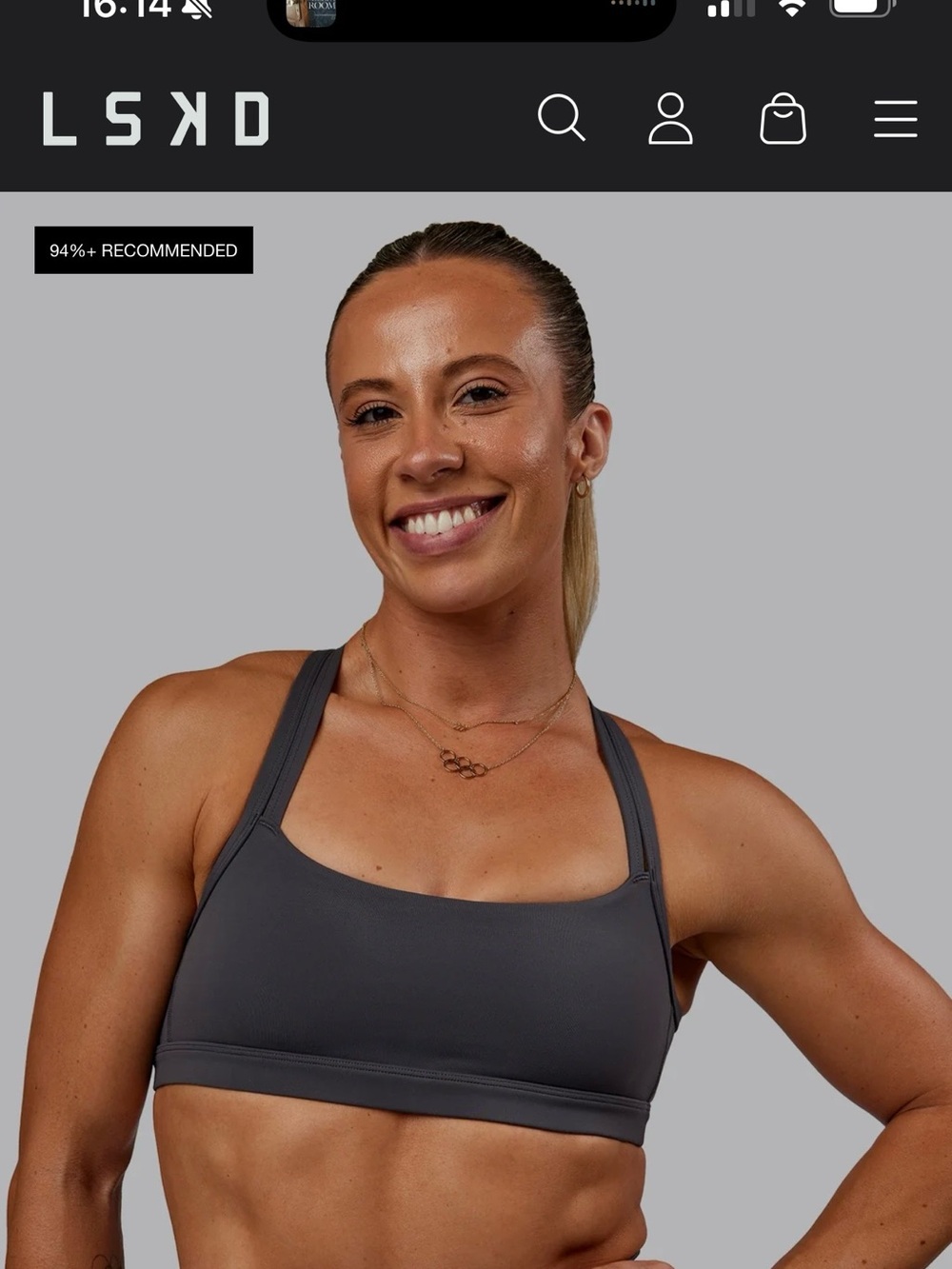 LSKD Women's Bre Masters Medium Sports Bra - color Stormy